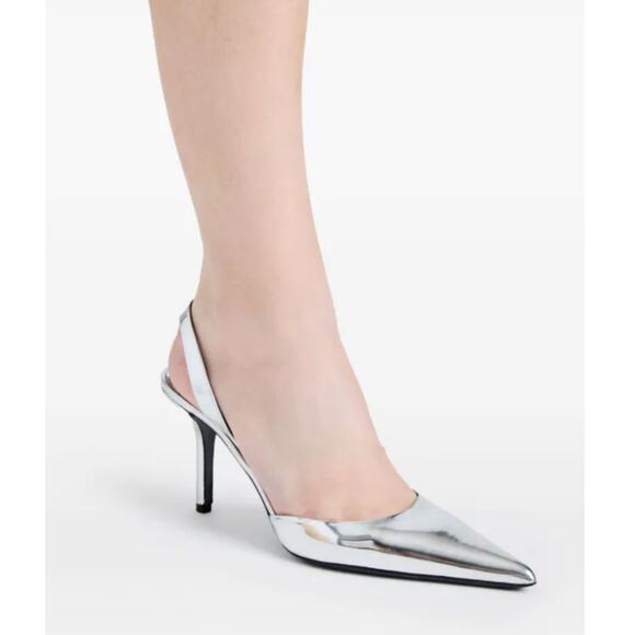 Proenza Schouler Slash Slingback Pumps in Silver Specchio 37 - Picture 2 of 5
